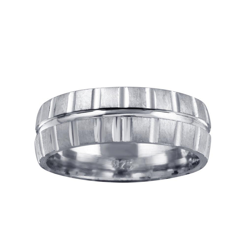Rhodium Plated 925 Sterling Silver Matte Finish Ring - CR00773 | Silver Palace Inc.