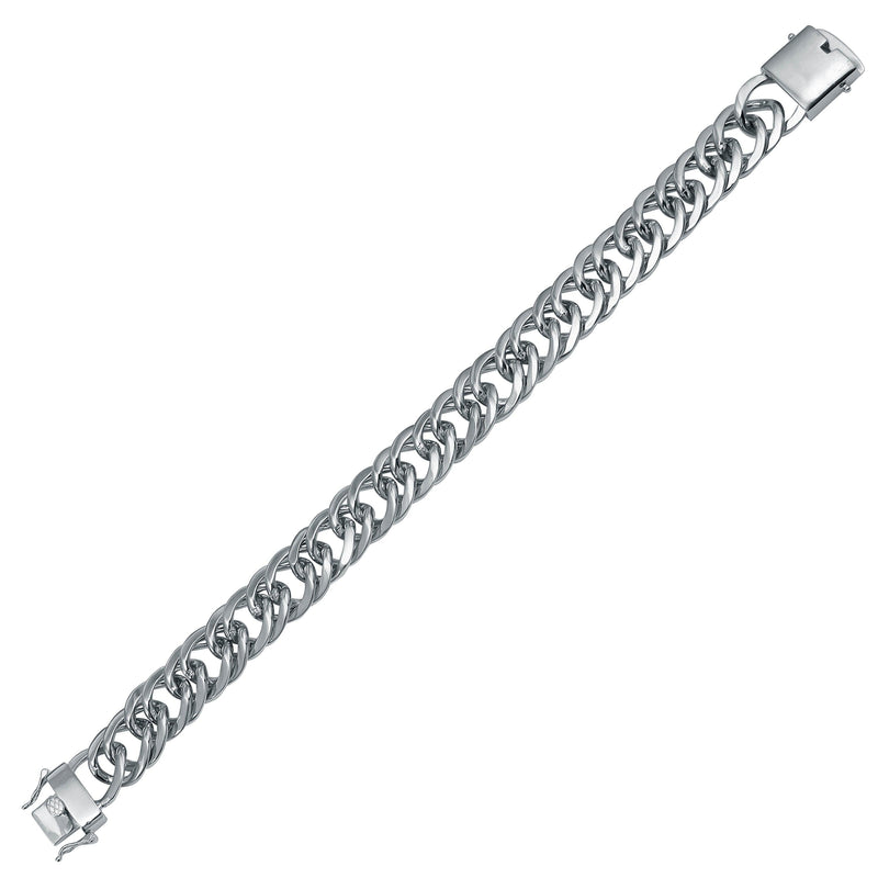Rhodium Plated 925 Sterling Silver Double Curb Link Bracelet 13.4mm  - CSLB00004 | Silver Palace Inc.