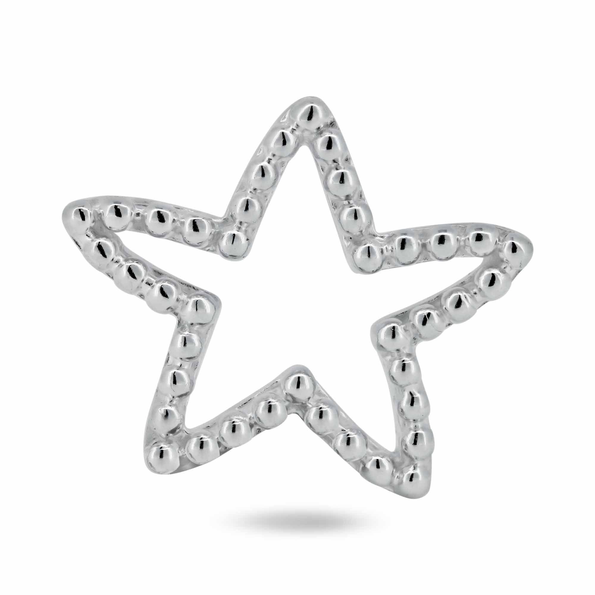 925 Sterling Silver Basic Bubble Open Star Charm - CHARM0019