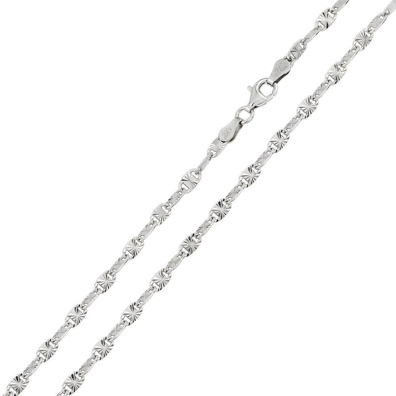 Silver 925 Rhodium Plated Star Diamond Cut Confetti 030 Chain 2.3mm - CH121 RH | Silver Palace Inc.