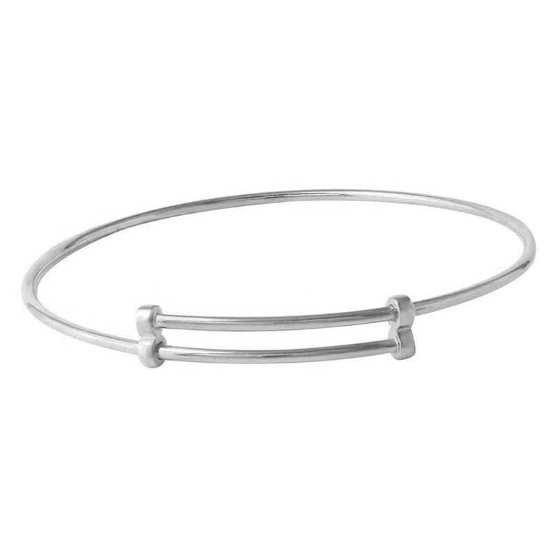 Silver 925 Rhodium Plated Adjustable Bangle Bracelet - DIB00003RH | Silver Palace Inc.