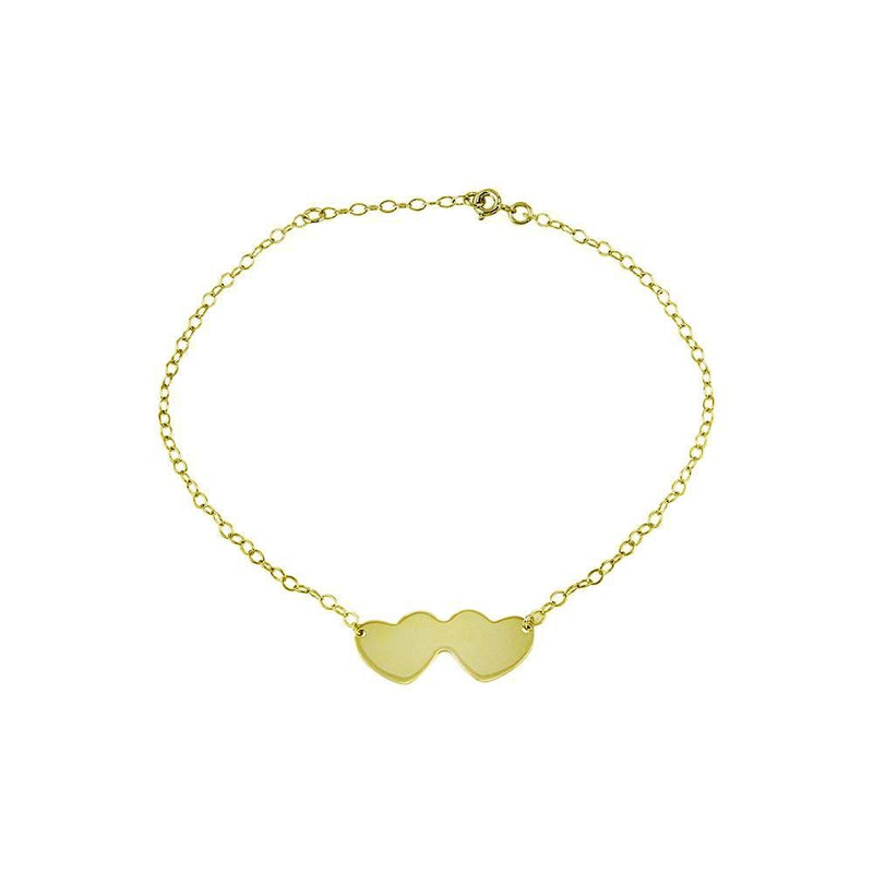 Silver 925 Gold Plated Double Heart Anklets - DIA00002GP | Silver Palace Inc.