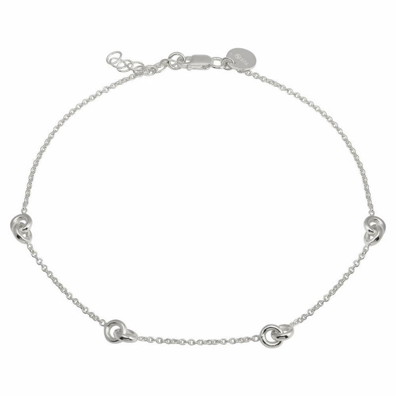 Silver 925 Rhodium Plated Knotted Anklets - DIA00005RH | Silver Palace Inc.