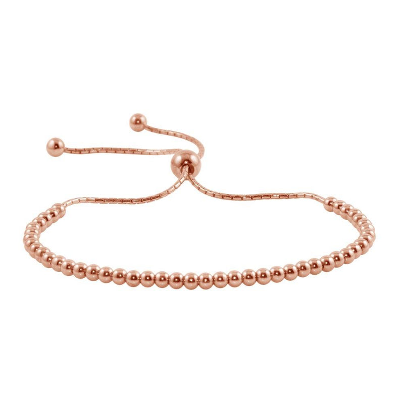 Silver 925 Rose Gold Plated Beaded Lariat Bracelet - DIB00015RGP | Silver Palace Inc.