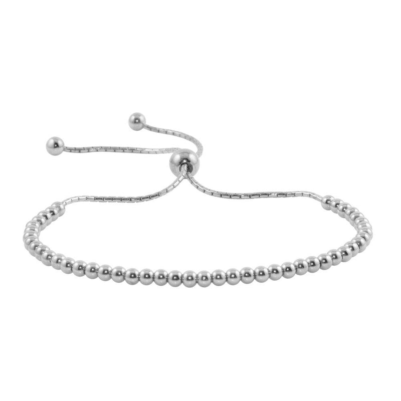 Silver 925 Rhodium Plated Beaded Lariat Bracelet - DIB00015RH | Silver Palace Inc.