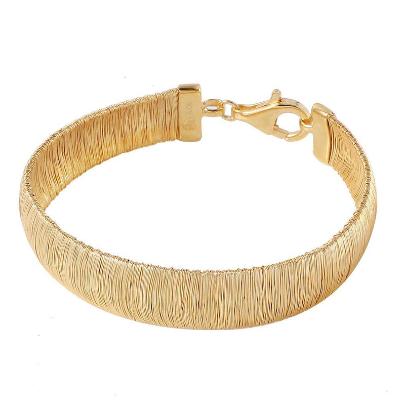 Silver 925 Gold Plated Wheat Thick Italian Bracelet - DIB00002GP | Silver Palace Inc.