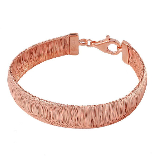 Silver 925 Rose Gold Plated Wheat Thick Italian Bracelet - DIB00002RGP | Silver Palace Inc.