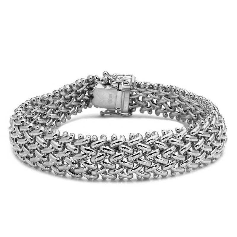 Silver 925 Rhodium Plated Braided Bracelet - DIB00011RH | Silver Palace Inc.