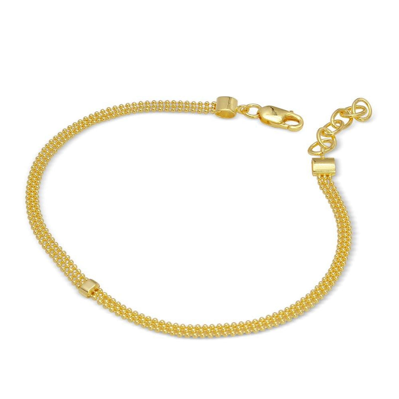 Silver 925 Gold Plated Connecting Trio Bead Bracelet - DIB00014GP | Silver Palace Inc.