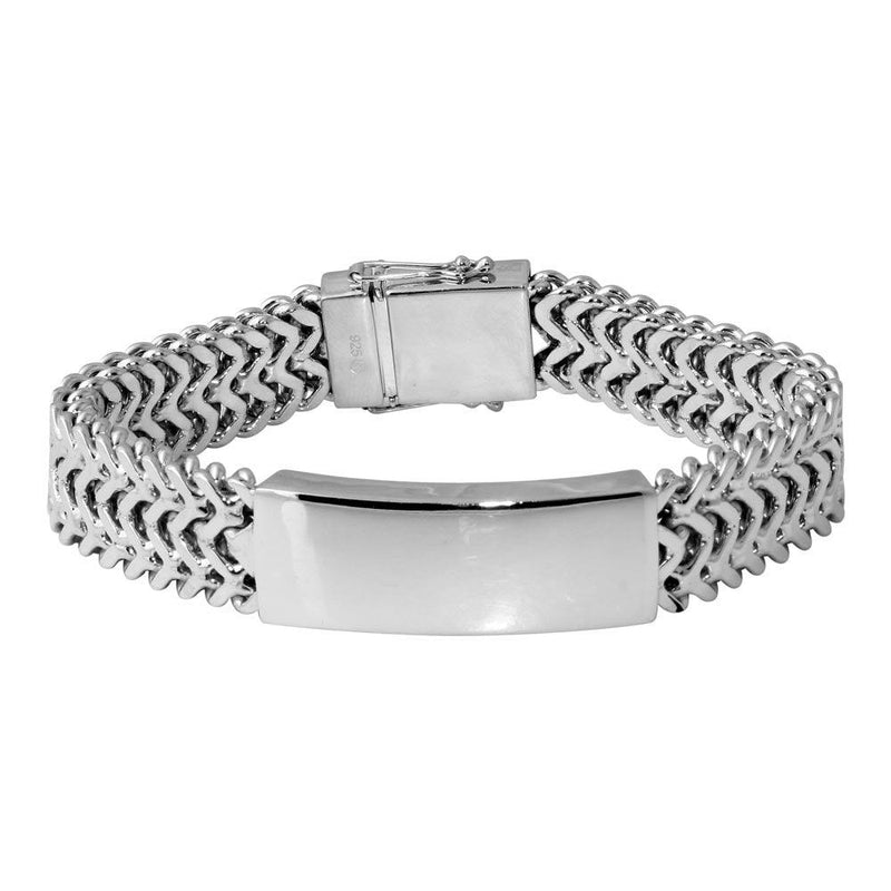 Silver 925 Rhodium Plated Men's Thick ZigZag ID Bracelet - CDIB00019 | Silver Palace Inc.
