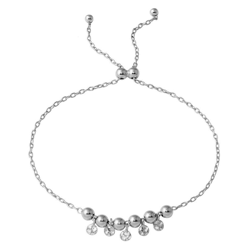 Silver 925 Rhodium Plated Ball with Dangling Confetti Lariat Bracelet - DIB00021RH | Silver Palace Inc.