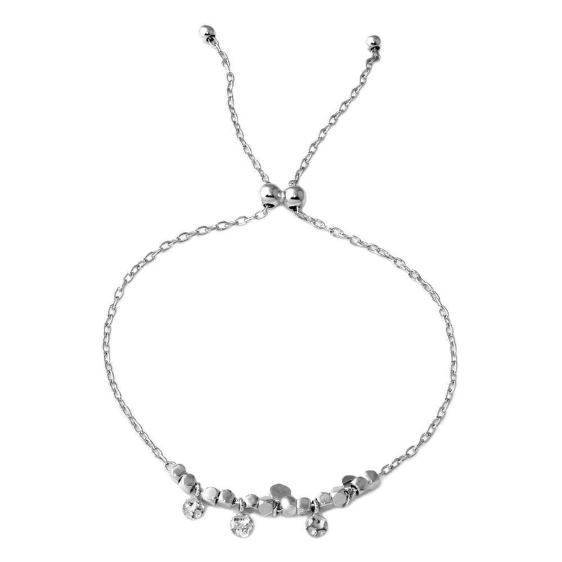 Silver 925 Rhodium Plated Circe Hoop with Dangling Confetti Lariat Bracelet - DIB00023RH | Silver Palace Inc.