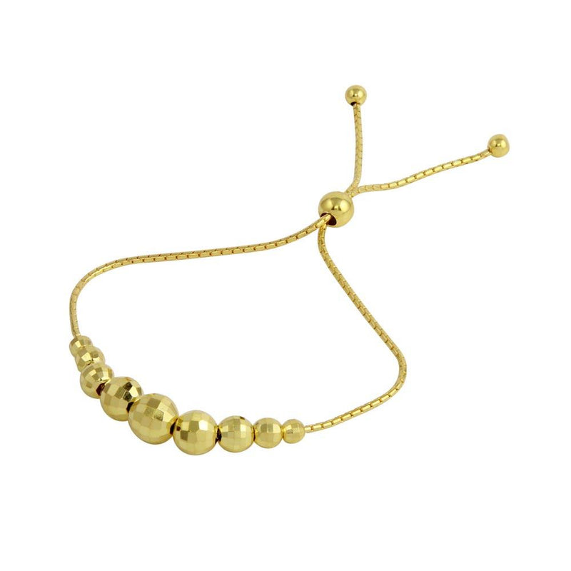 Silver 925 Gold Plated DC Beaded Lariat Bracelet - DIB00025GP | Silver Palace Inc.