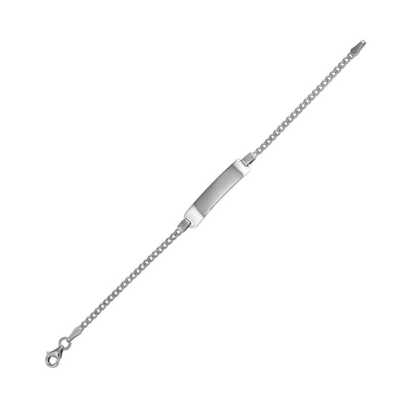 Silver 925 Rhodium Plated Thin Curb Baby ID Bracelet - DIB00026RH | Silver Palace Inc.
