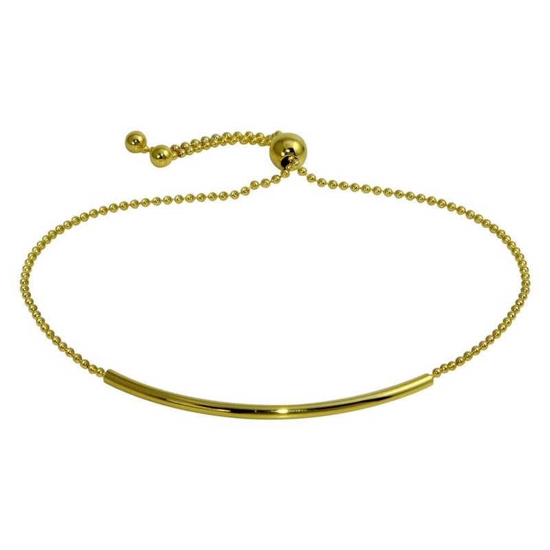 Silver 925 Gold Plated Tube Bead Bracelet - DIB00058GP | Silver Palace Inc.