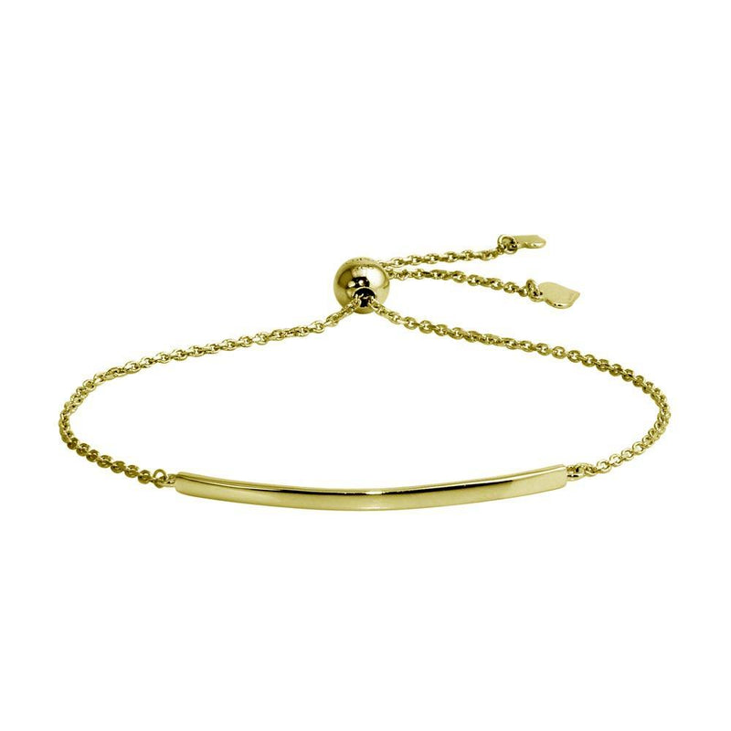 Silver 925 Gold Plated Curved Bar Lariat Bracelet - DIB00059GP | Silver Palace Inc.