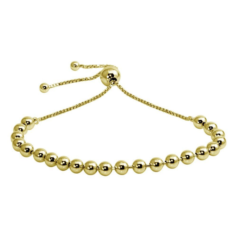 Silver 925 Gold Plated Beaded Lariat Bracelet - DIB00060GP | Silver Palace Inc.