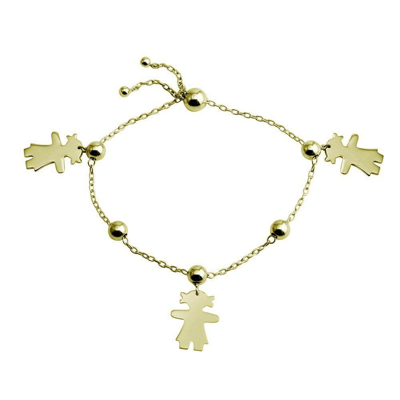 Silver 925 Gold Plated Girl Charm Lariat Bracelet - DIB00067GP | Silver Palace Inc.