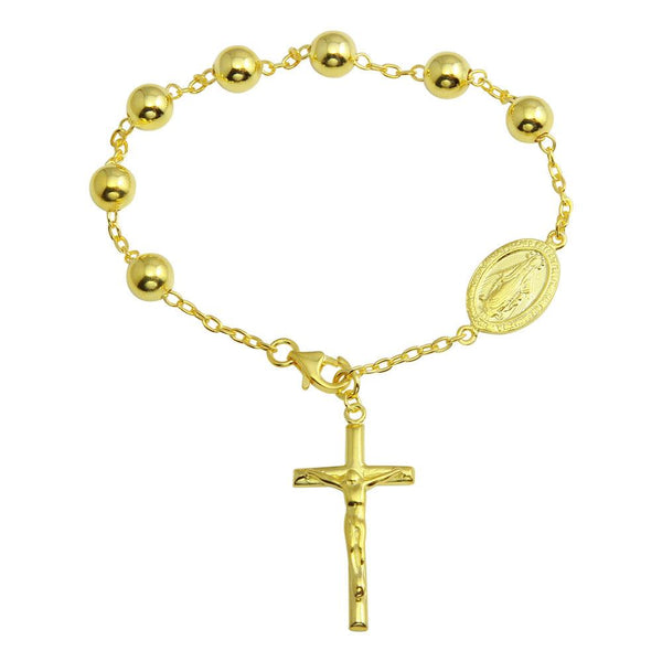 Silver 925 Gold Plated Rosary Bracelet - DIB00070GP | Silver Palace Inc.