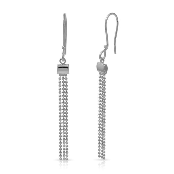 Silver 925 Rhodium Plated Dangling Tassel Earrings - DIE00015RH | Silver Palace Inc.