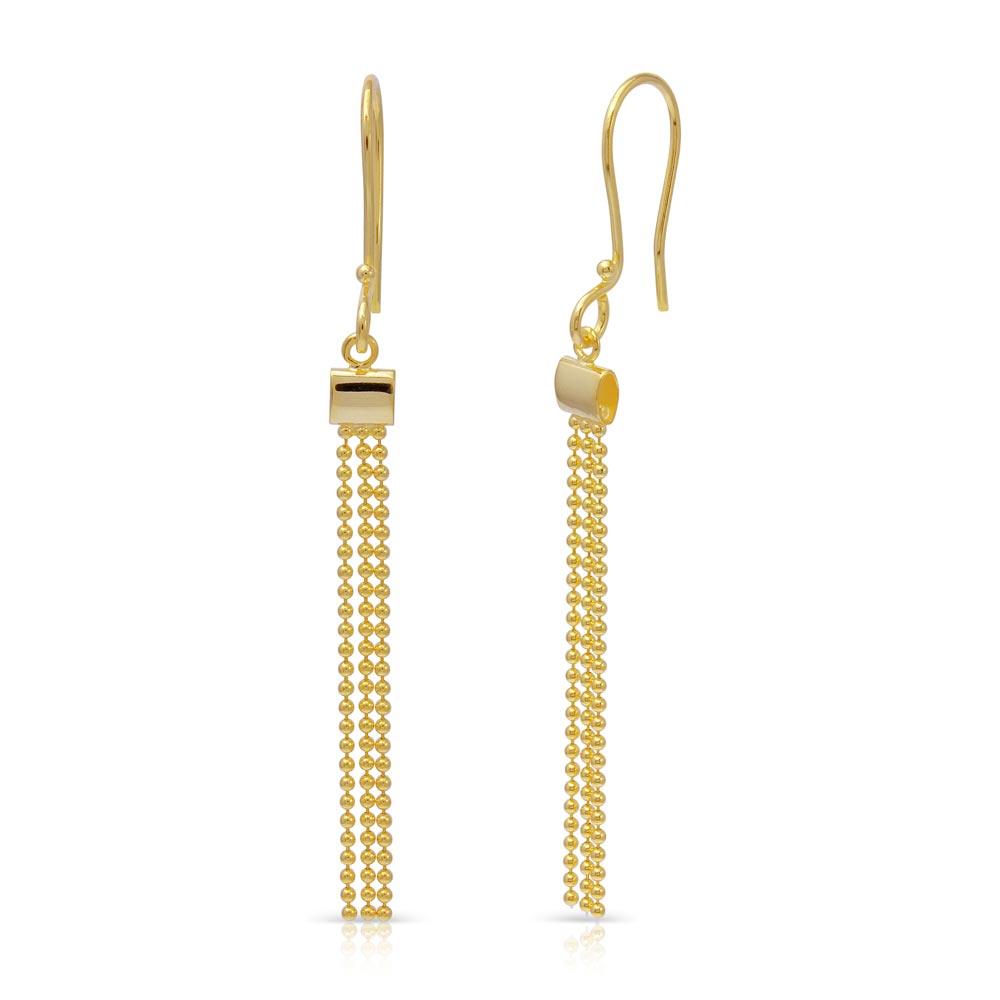 Silver 925 Gold Plated Dangling Tassel Earrings - DIE00015GP | Silver Palace Inc.