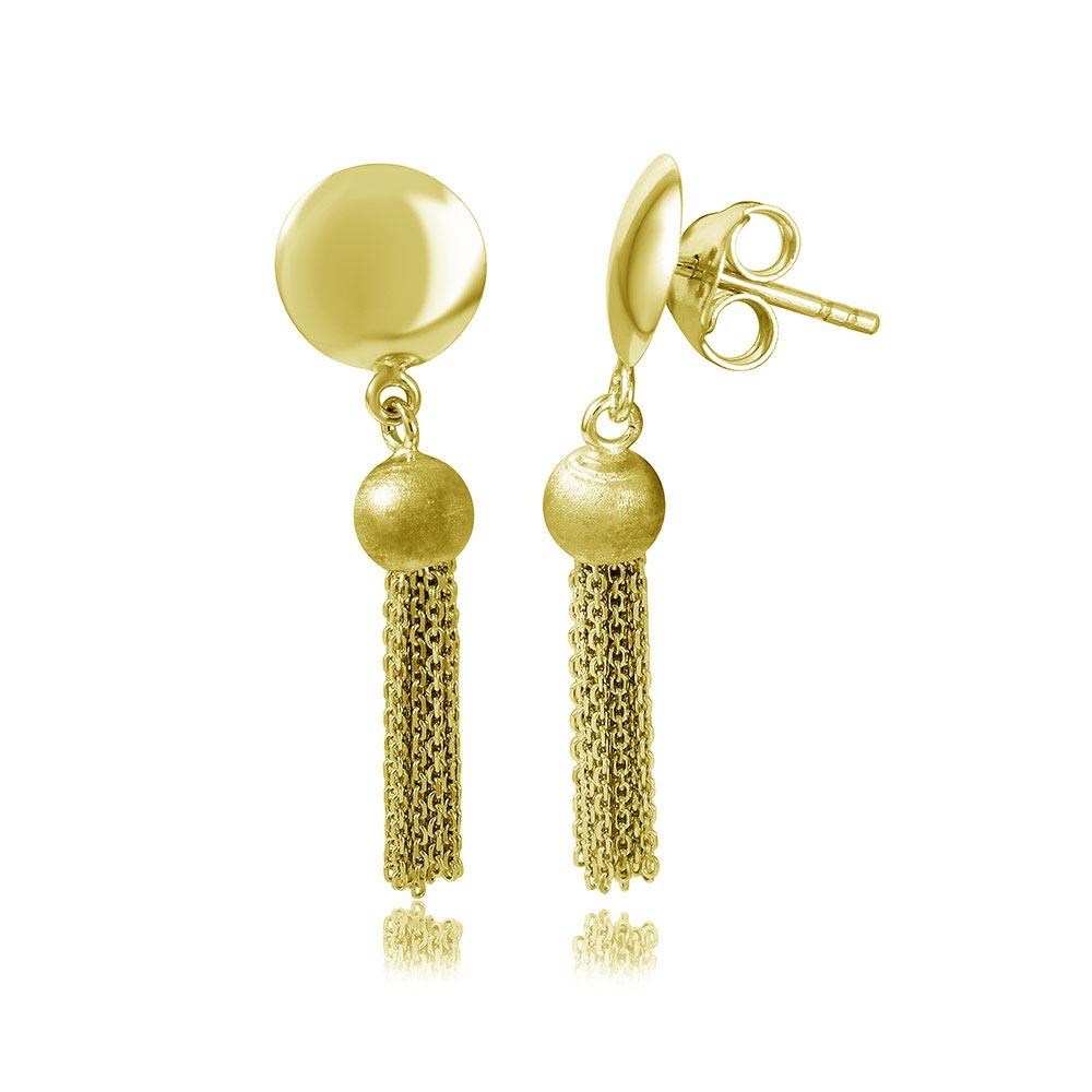 Silver 925 Gold Plated Hanging Bead with Multi Strands Earrings - DIE00003GP | Silver Palace Inc.