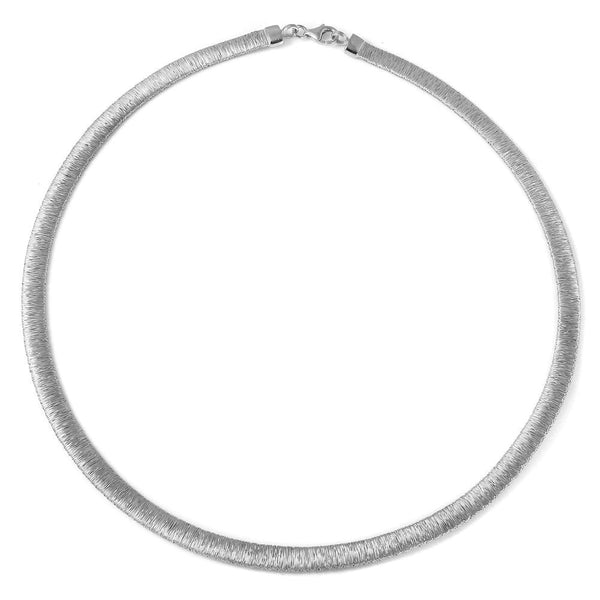 Silver 925 Rhodium Plated Wheat Texture Italian Necklace - DIN00001RH | Silver Palace Inc.