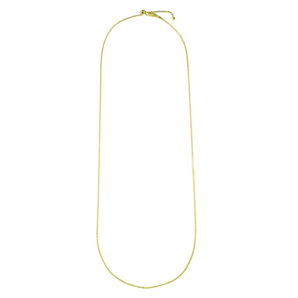 Silver 925 Gold Plated Flat Rolo Slider Adjustable Chain Necklace - DIN00013GP | Silver Palace Inc.