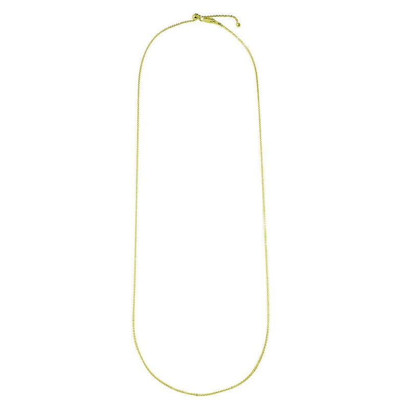 Silver 925 Gold Plated Flat Rolo Slider Adjustable Chain Necklace - DIN00013GP | Silver Palace Inc.