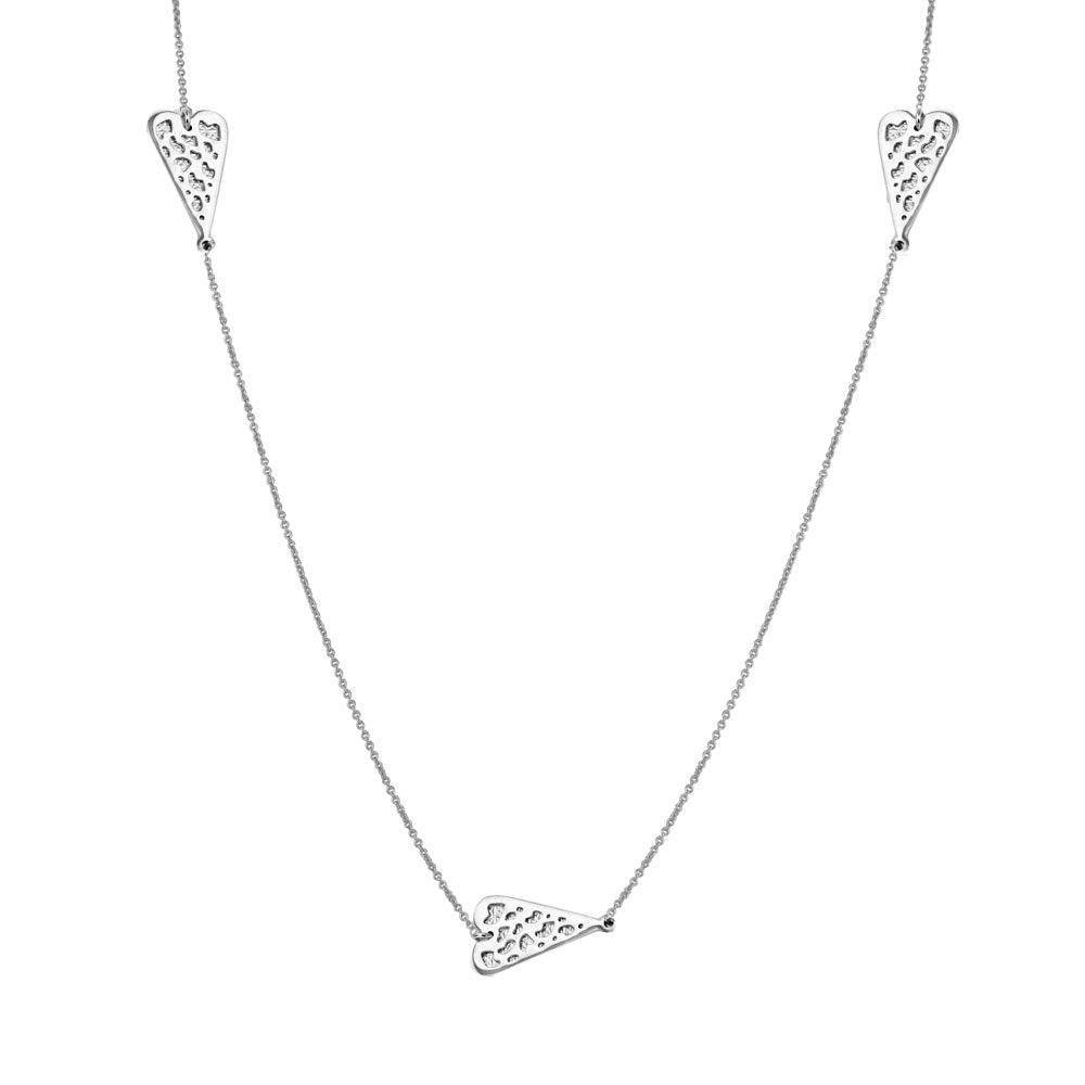 Silver 925 Rhodium Plated 5 Heart Necklace - DIN00017RH | Silver Palace Inc.