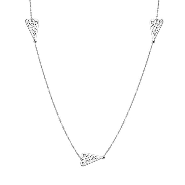Silver 925 Rhodium Plated 5 Heart Necklace - DIN00017RH | Silver Palace Inc.