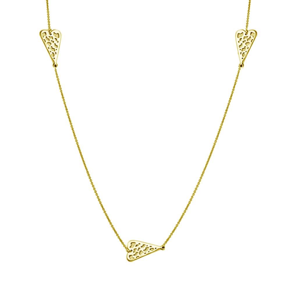 Silver 925 Gold Plated 5 Heart Necklace - DIN00017GP | Silver Palace Inc.