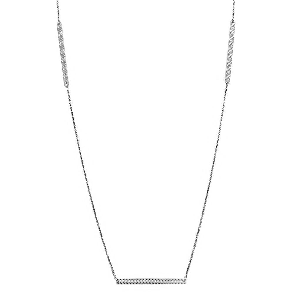 Silver 925 Rhodium Plated Diamond Cut Bars Necklace - DIN00019RH | Silver Palace Inc.