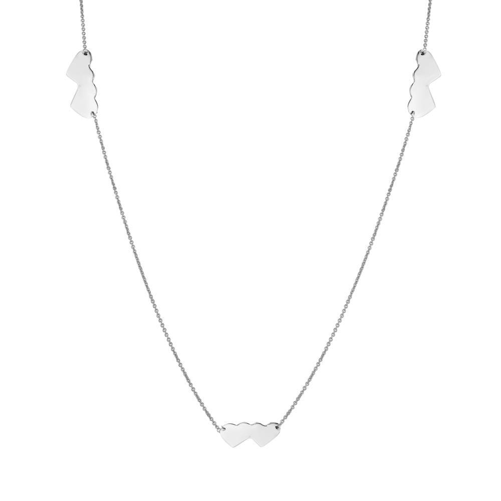 Silver 925 Rhodium Plated Double Heart Necklace - DIN00020RH | Silver Palace Inc.