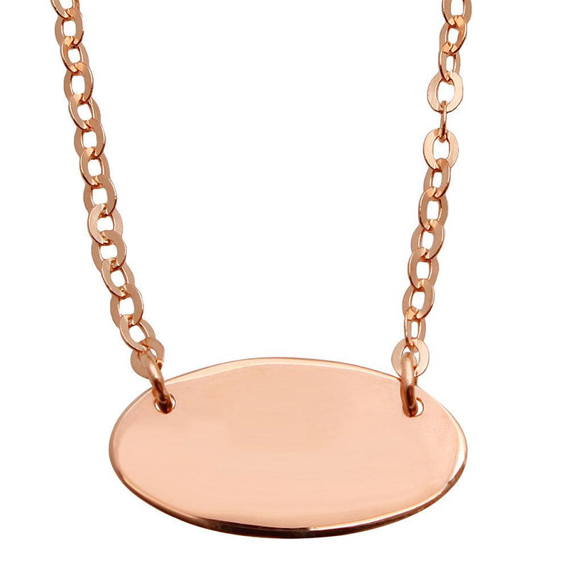 Silver 925 Rose Gold Plated Small Oval Disc Necklace - DIN00031RGP | Silver Palace Inc.