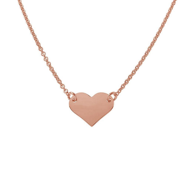 Silver 925 Rose Gold Plated High Polished Heart Necklace - DIN00044RGP | Silver Palace Inc.