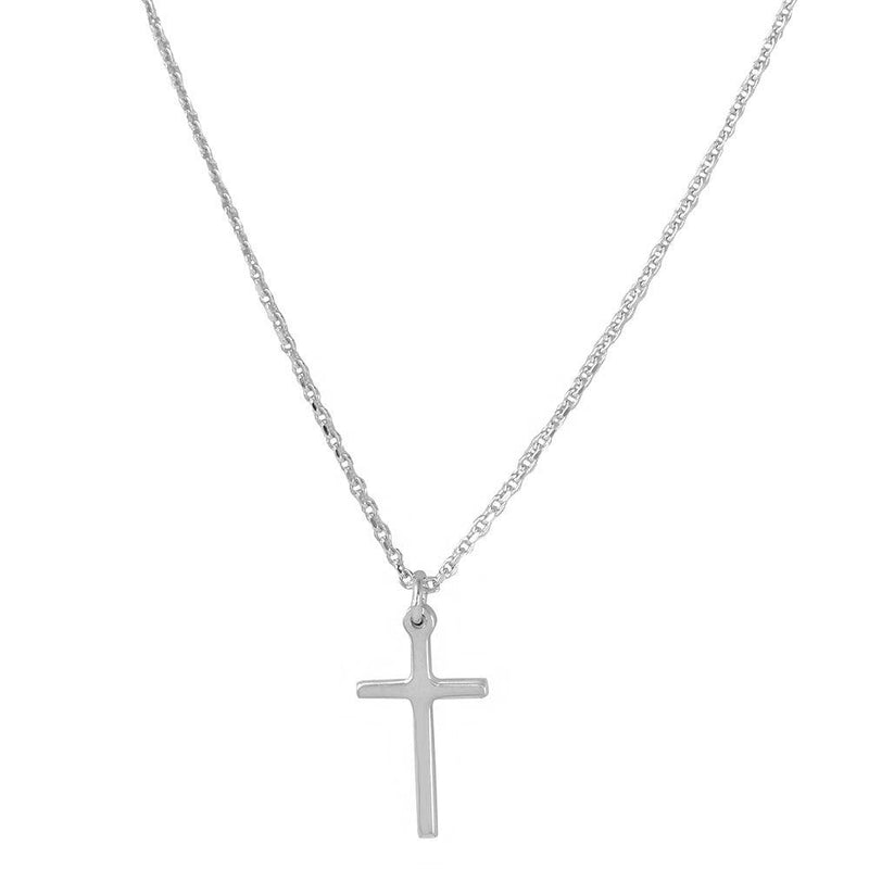 Silver 925 Rhodium Plated Cross Pendant with Chain - DIN00047RH | Silver Palace Inc.