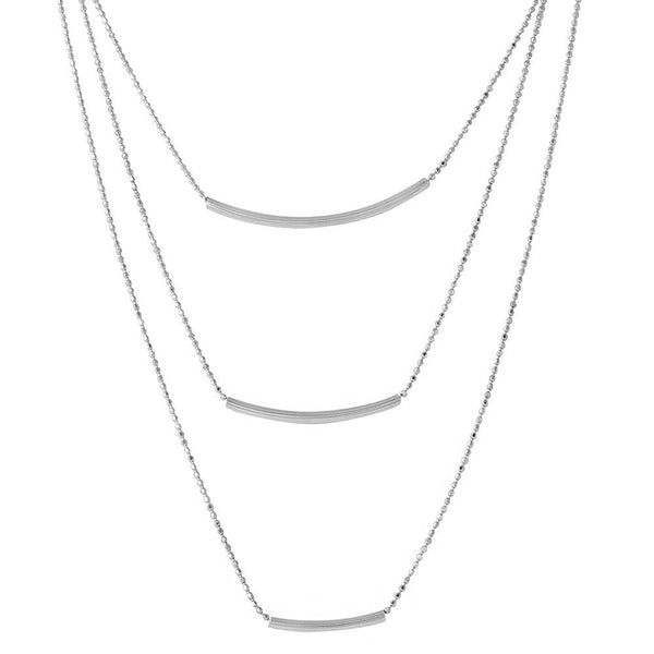 Silver 925 Rhodium Plated 3 Bar Necklace - DIN00050RH | Silver Palace Inc.