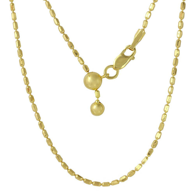 Silver Gold Plated Adjustable Oval Bead Slider Chain - DIN00055GP | Silver Palace Inc.