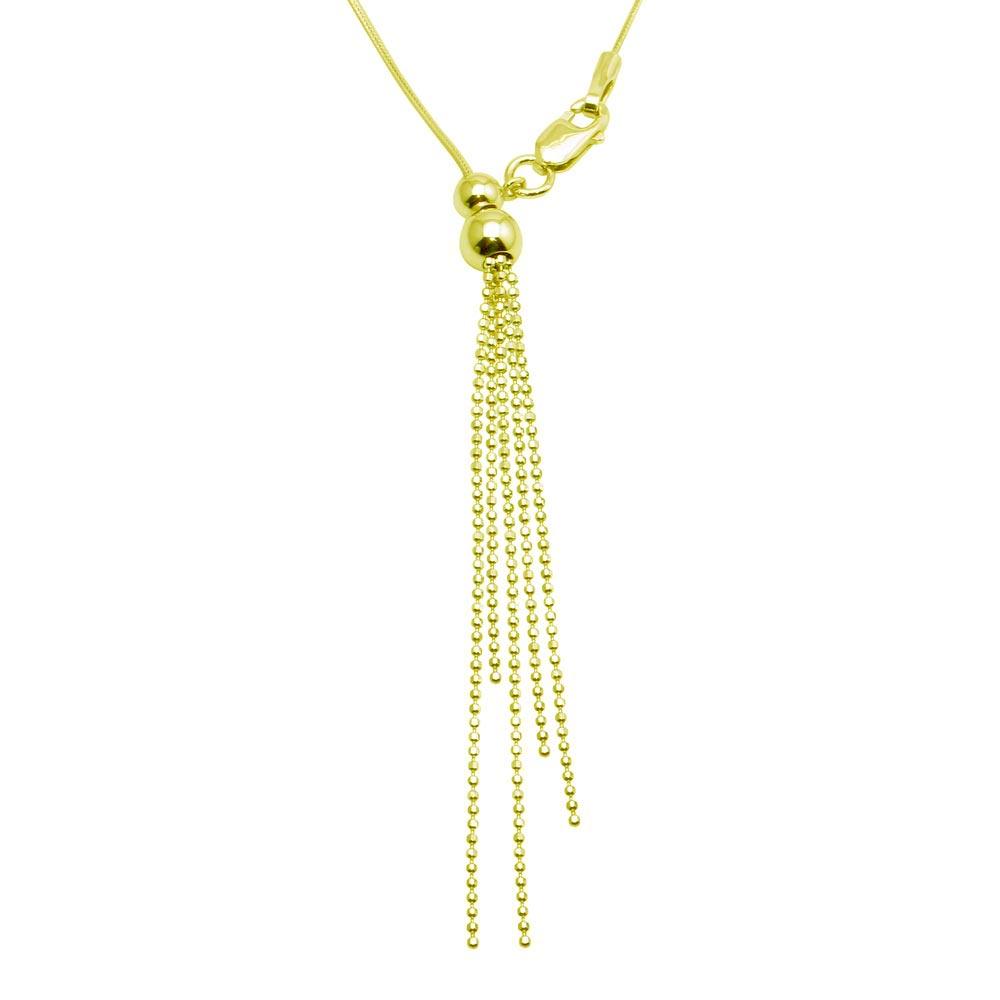 Silver 925 Gold Plated Adjustable Lariat Necklace with Tassel End - DIN00059GP | Silver Palace Inc.