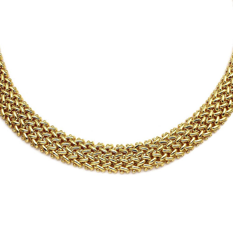 Silver 925 Gold Plated Braided Necklace - DIN00061GP | Silver Palace Inc.