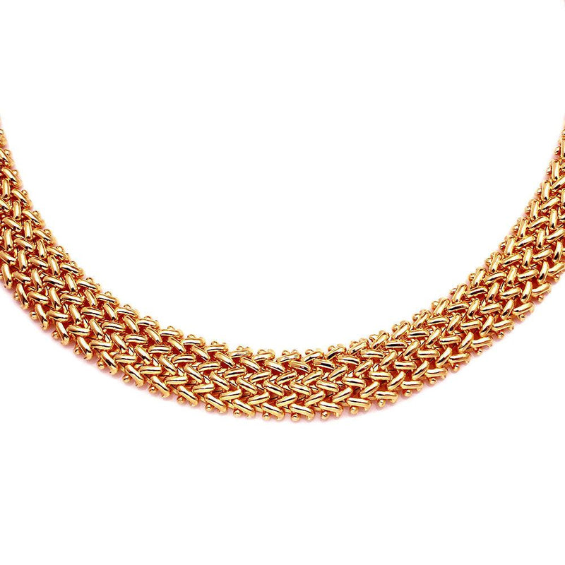 Silver 925 Rose Gold Plated Braided Necklace - DIN00061RGP | Silver Palace Inc.
