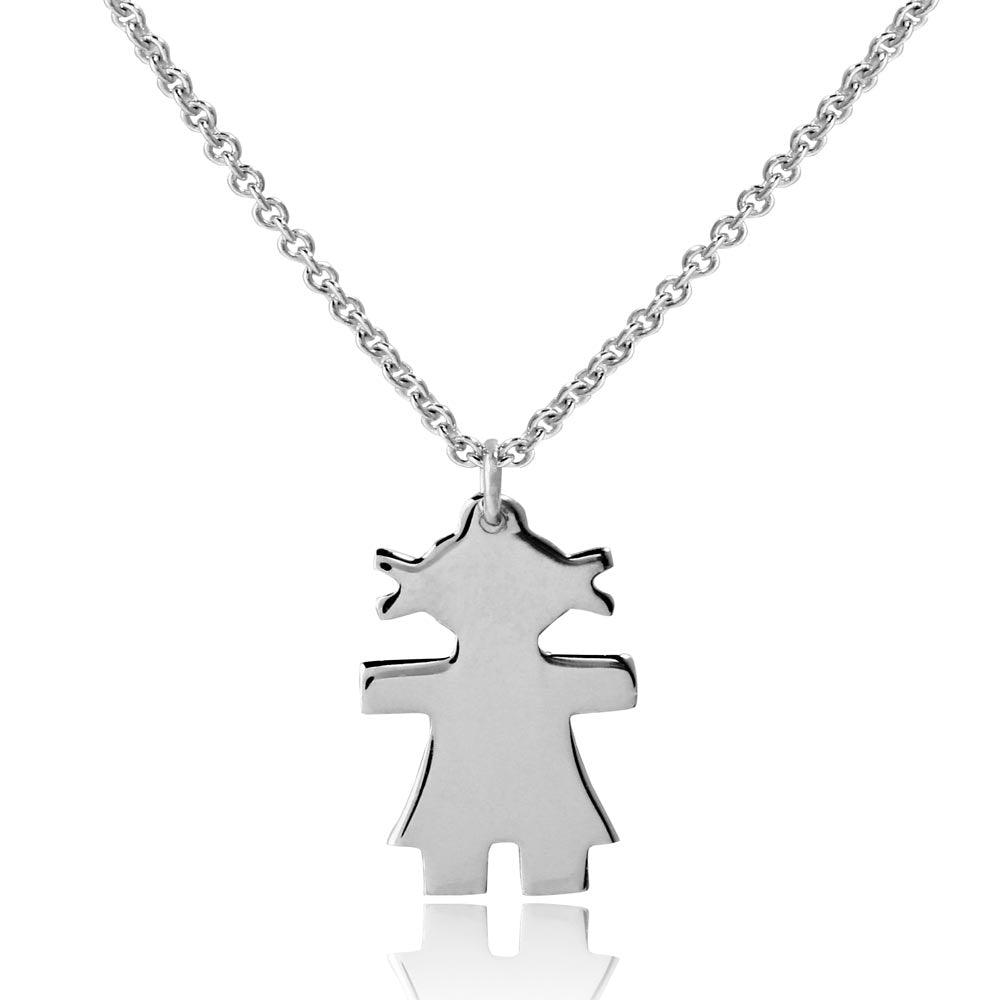 Silver 925 Rhodium Plated Baby Girl Necklace DIN00063RH Silver