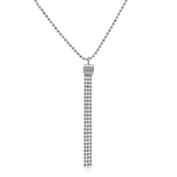 Silver 925 Rhodium Plated DC Bead Chain with Dangling Trio Pendant - DIN00067RH | Silver Palace Inc.