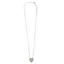 Rhodium Plated 925 Sterling Silver Engravable Heart Shaped Necklace with CZ - DIN00076RH