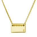 Silver 925 Gold Plated Engravable Small Rectangle Shaped Necklace with CZ - DIN00077GP | Silver Palace Inc.