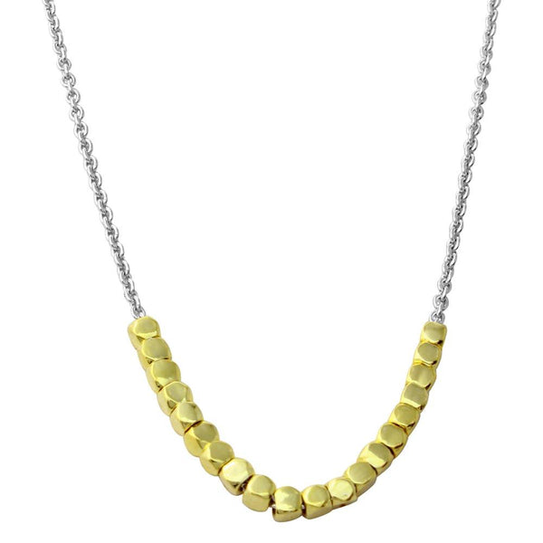 Silver 925 Gold and Rhodium Plated Necklace with Circle Hoops - DIN00082RH-GP | Silver Palace Inc.
