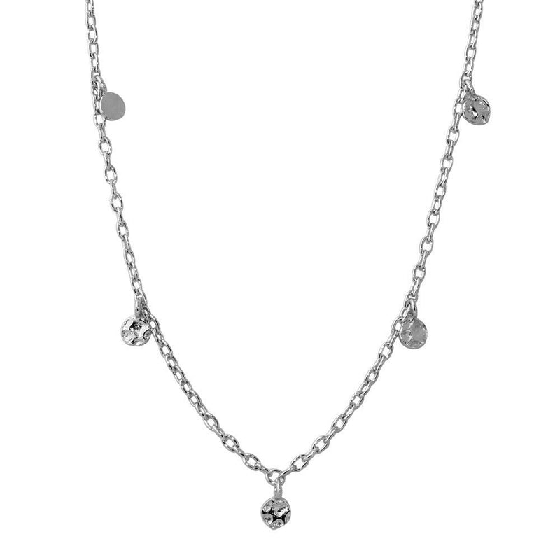 Silver 925 Rhodium Plated Dangling 5 Confetti Necklace - DIN00083RH | Silver Palace Inc.