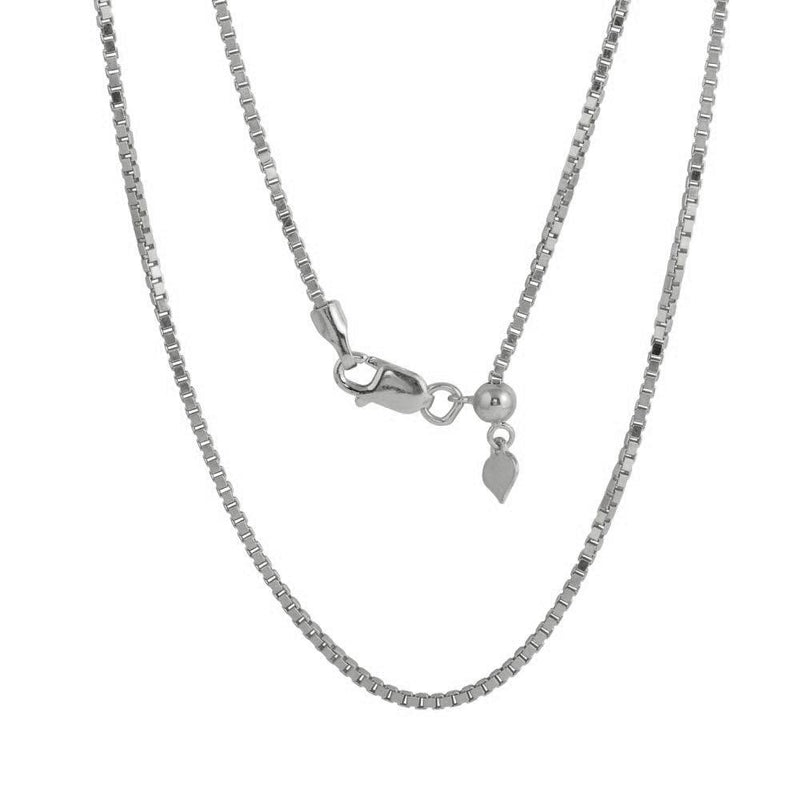 Silver 925 Rhodium Plated Adjustable Box Slider Chain with Hanging Heart - DIN00086RH | Silver Palace Inc.