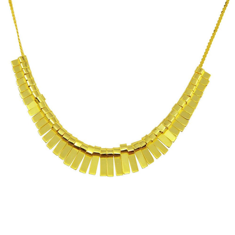 Silver 925 Gold Plated Multi Flat Bar Accent Necklace - DIN00093GP | Silver Palace Inc.